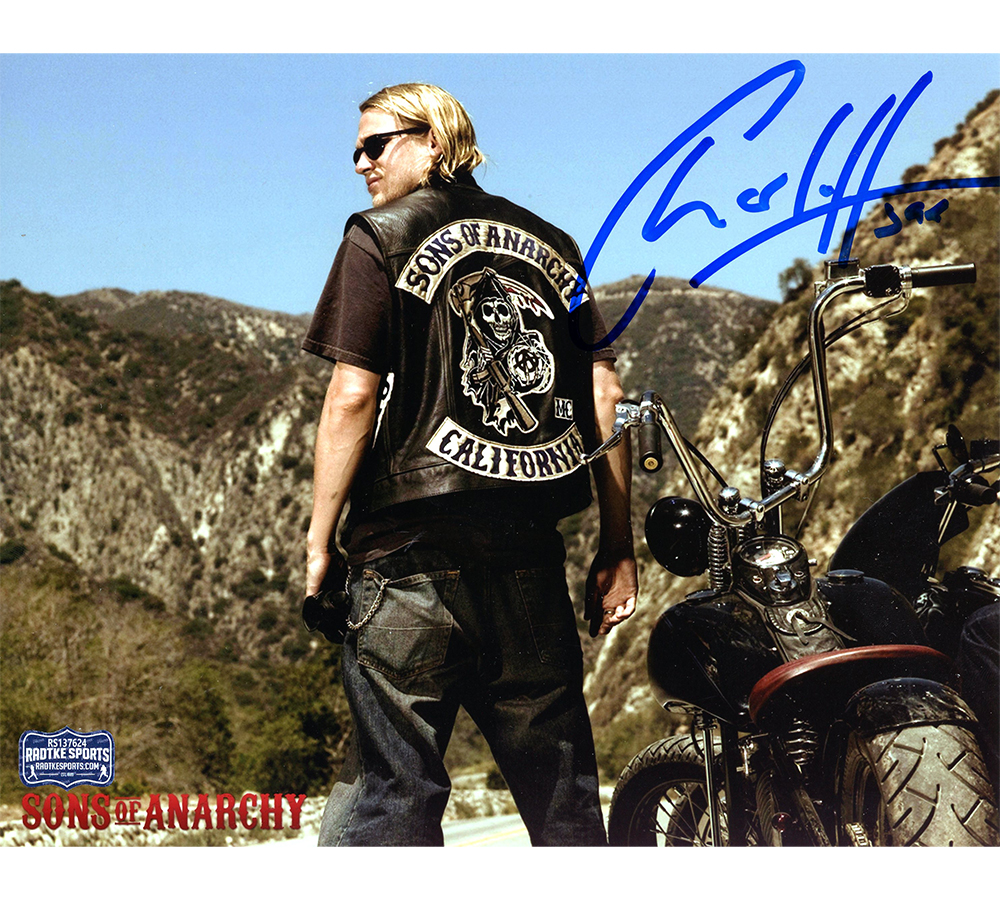 23892 8 x 10 in. Charlie Hunnam Signed Sons of Anarchy Unframed Photo - Standing with Bike -  Radtke Sports