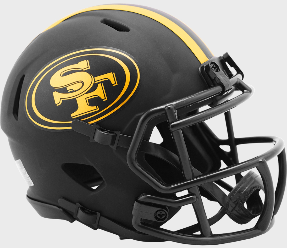 49ers-ecl-auth San Francisco 49ers Unsigned Eclipse Authentic Full Size Riddell Helmet, Black