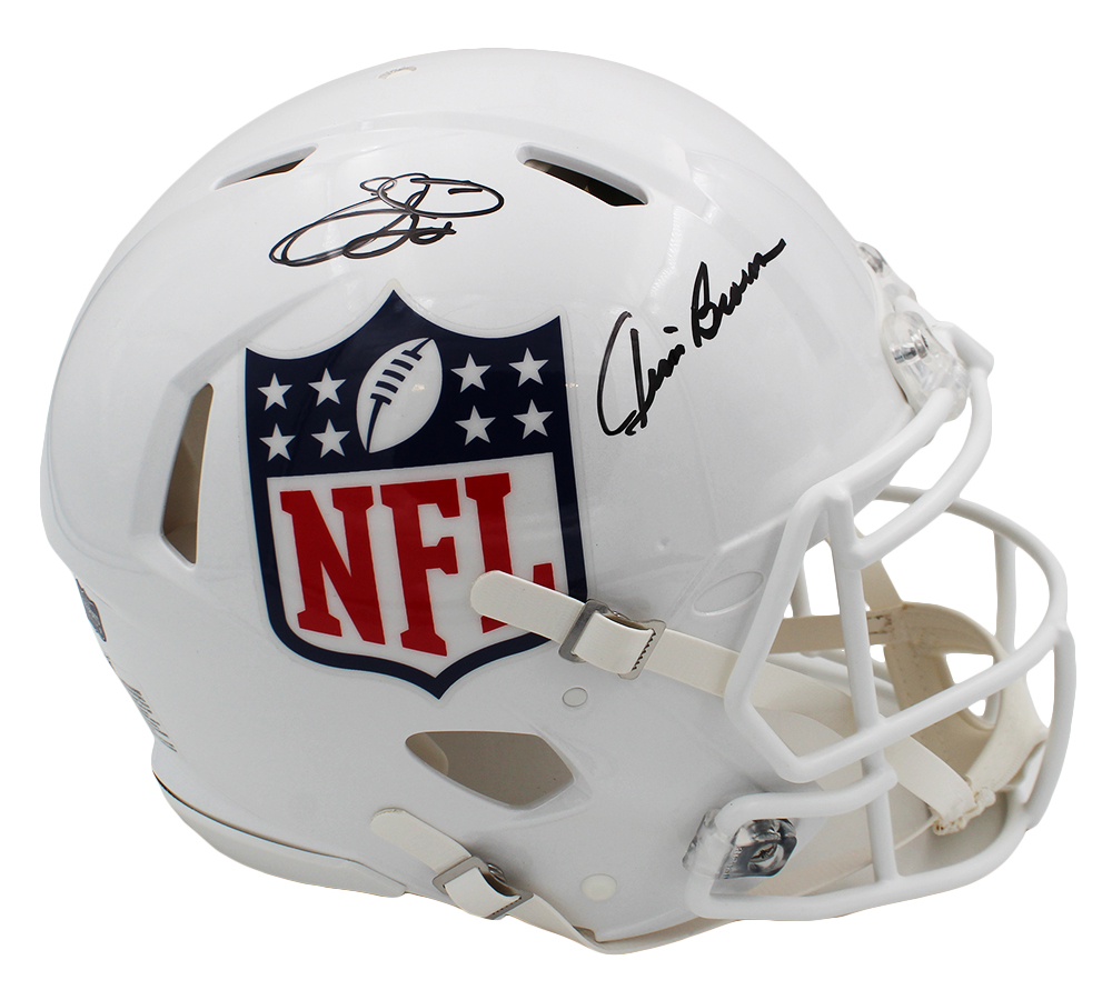 22885 Emmitt Smith & Jim Brown Signed NFL Shield Speed Authentic Helmet