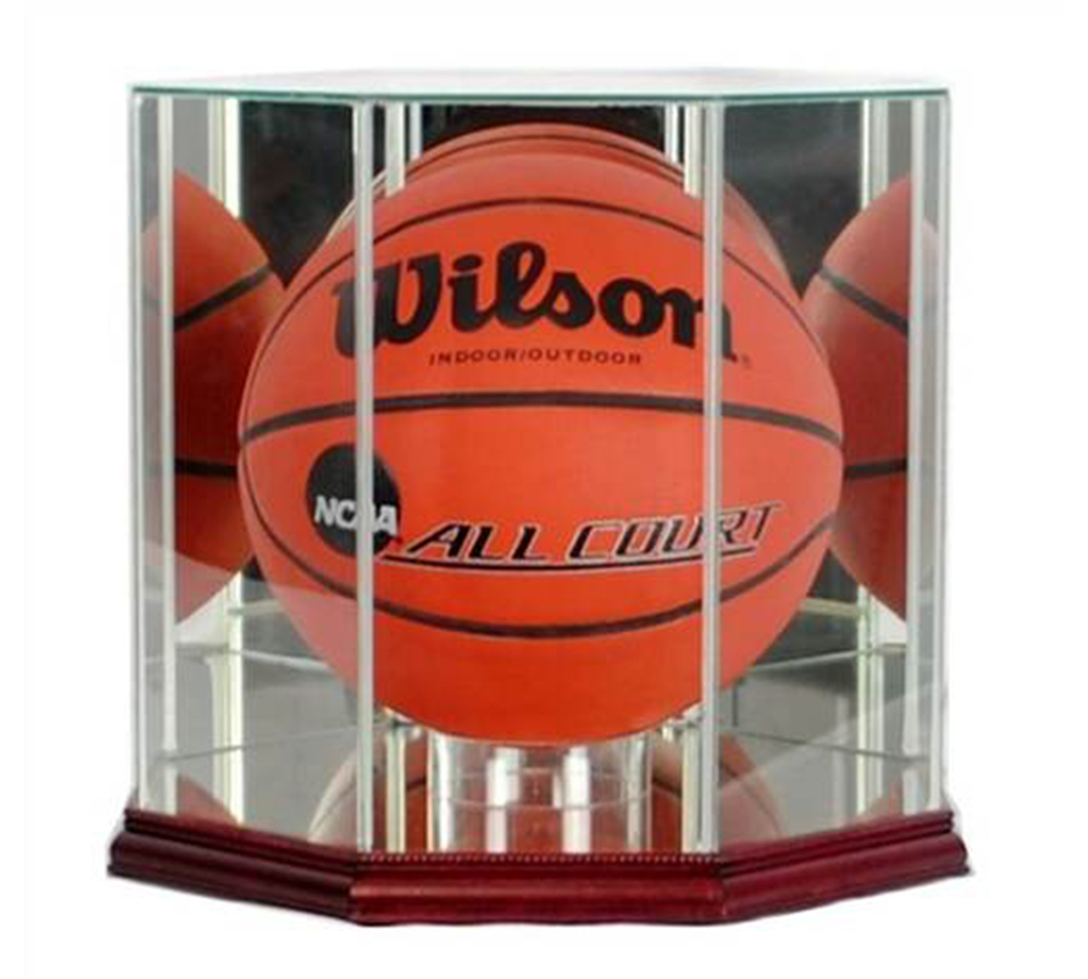Picture of Radtke Sports 4609 Full Size Octagon Glass & Cherry Wood Basketball Display Case