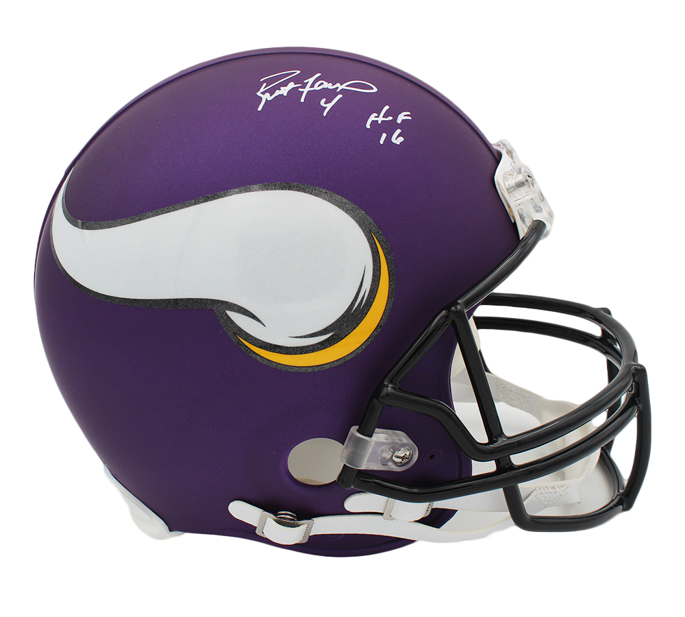 6962 Brett Favre Signed Minnesota Vikings Current Authentic NFL Helmet with HOF 16 Inscription -  Radtke Sports