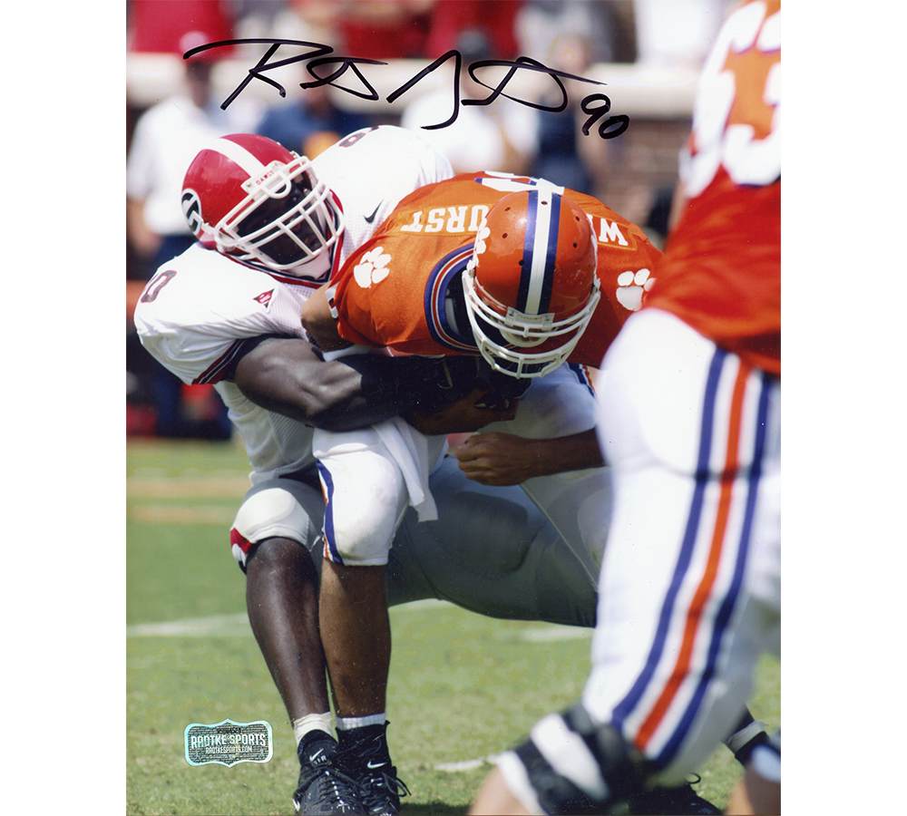 8140 8 x 10 in. Robert Geathers Signed Georgia Unframed Photo - Sacking Charlie Whitehurst -  Radtke Sports