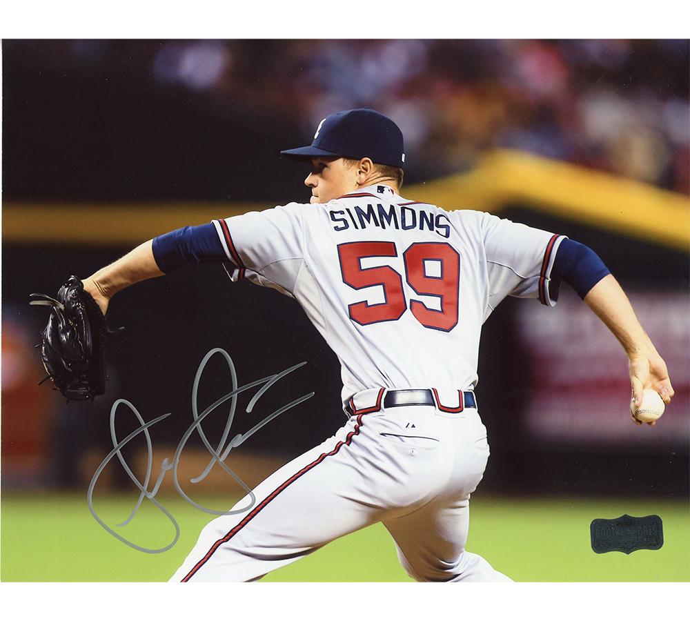 8263 8 x 10 in. Shae Simmons Signed Braves Unframed Photo - Silver Ink