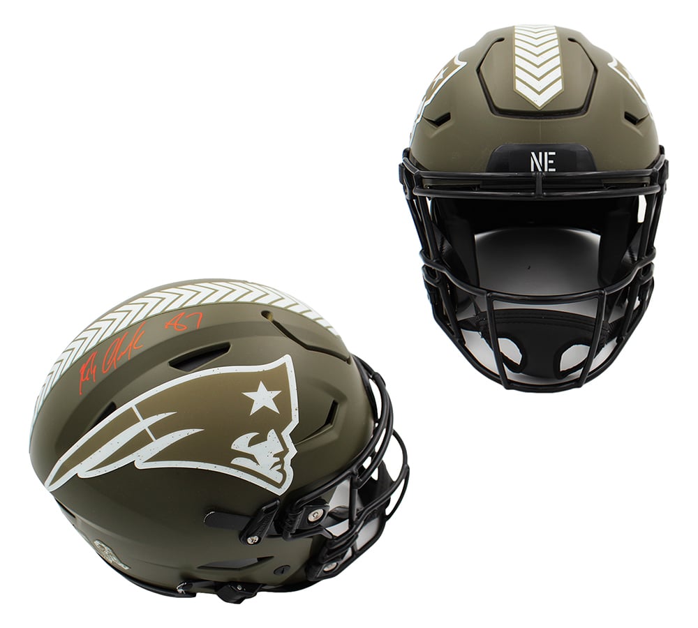 23469 Rob Gronkowski Signed   England Patriots Speed Flex Authentic Salute to Service NFL Helmet