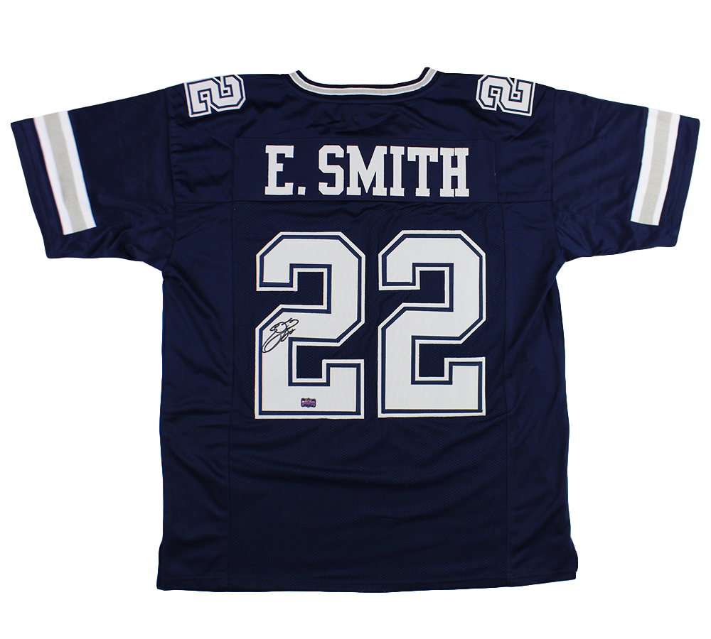 3923 Emmitt Smith Signed Dallas Custom Blue Jersey