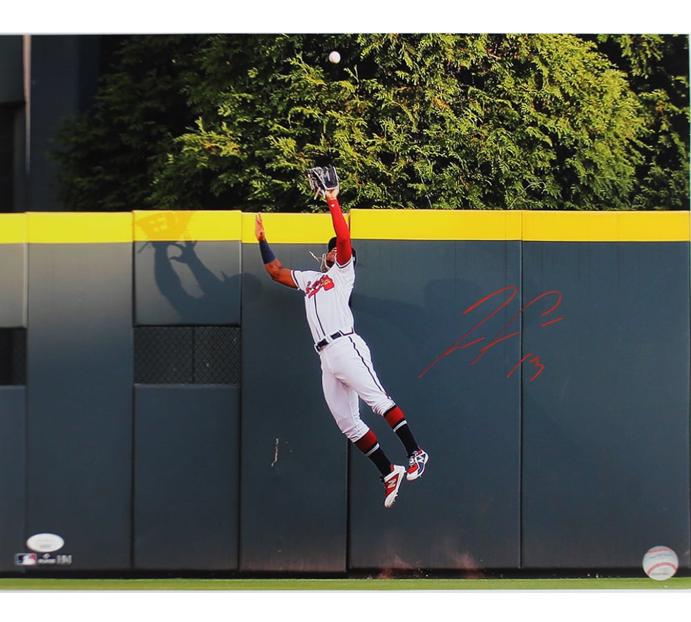 Ronald Acuna Jr. Atlanta Braves Fanatics Authentic Autographed 8 x 10  Leaping Catch Photograph