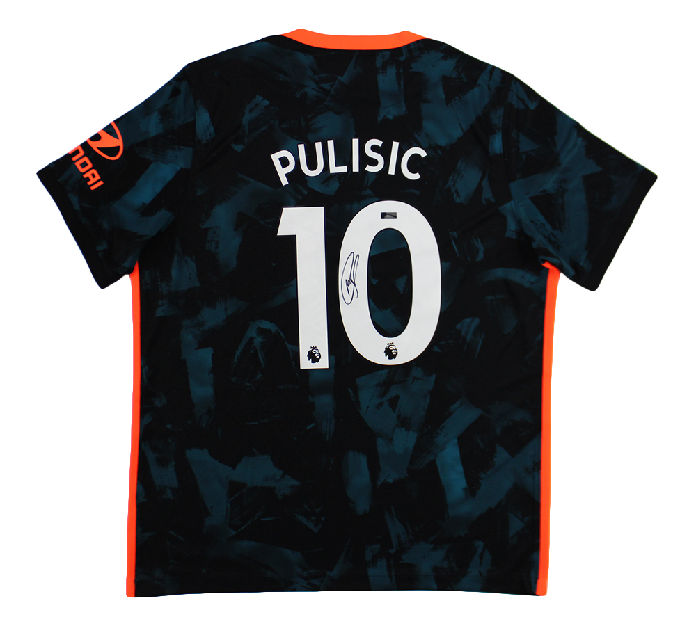 Picture of Radtke Sports 23318 Christian Pulisic Signed Chelsea Football Club Replica Teal & Orange Jersey