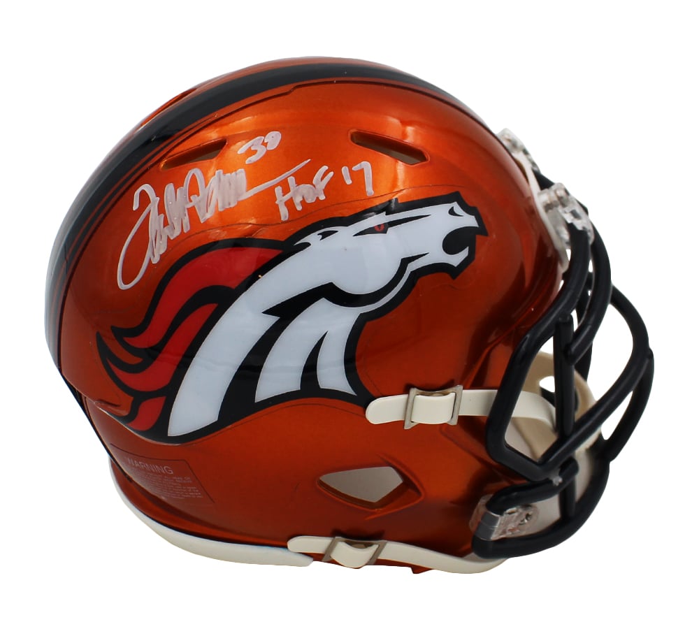 23418 Terrell Davis Signed Denver Broncos Speed Flash NFL Mini Helmet with HOF 17 Inscription