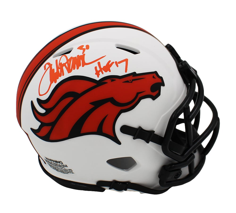 23419 Terrell Davis Signed Denver Broncos Speed Lunar NFL Mini Helmet with HOF 17 Inscription
