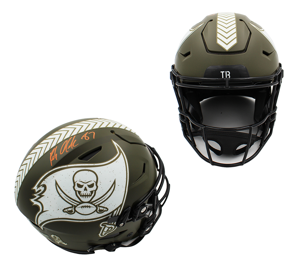 23451 Rob Gronkowski Signed Tampa Bay Buccaneers Speed Flex Authentic Salute to Service NFL Helmet