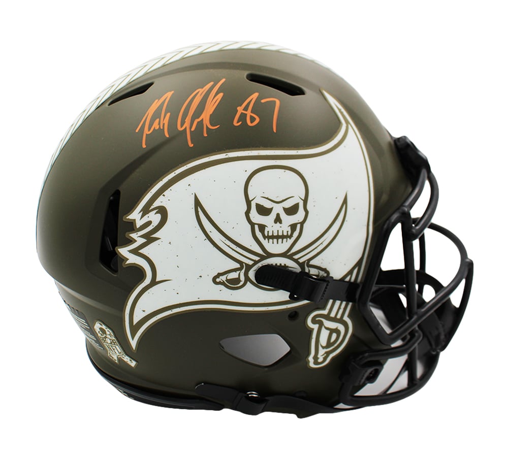23452 Rob Gronkowski Signed Tampa Bay Buccaneers Speed Authentic Salute to Service NFL Helmet