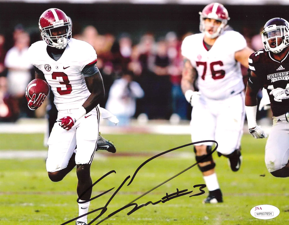 Picture of Radtke Sports 662 8 x 10 in. Calvin Ridley Signed Alabama Crimson Tide Unframed NCAA Photo - White Jersey Running