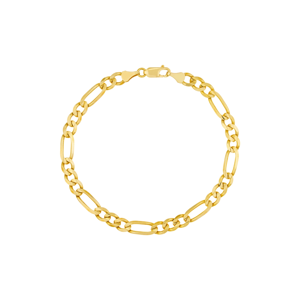 UBS016000856-14Y-8.50 14K Yellow Gold 5.8 mm Concave Figaro 3 Plus 1 Chain Bracelet with Lobster Lock
