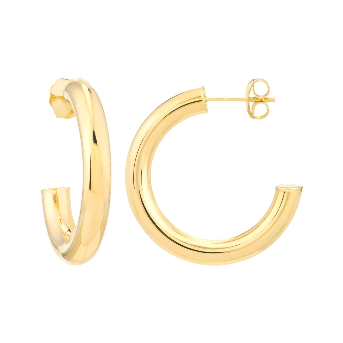 UBS014022339-14Y 14K Yellow Gold 4 x 25 mm Open Hoop Earrings with Post Back