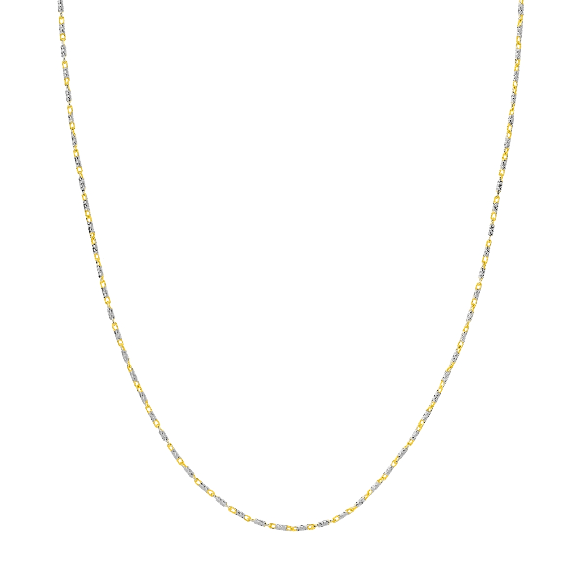 UBS014022788-14YB-18 14K Yellow & White Gold 1.5 mm 2-Tone Diamond Cut Lumacina Chain with Pear Shape Lobster Lock