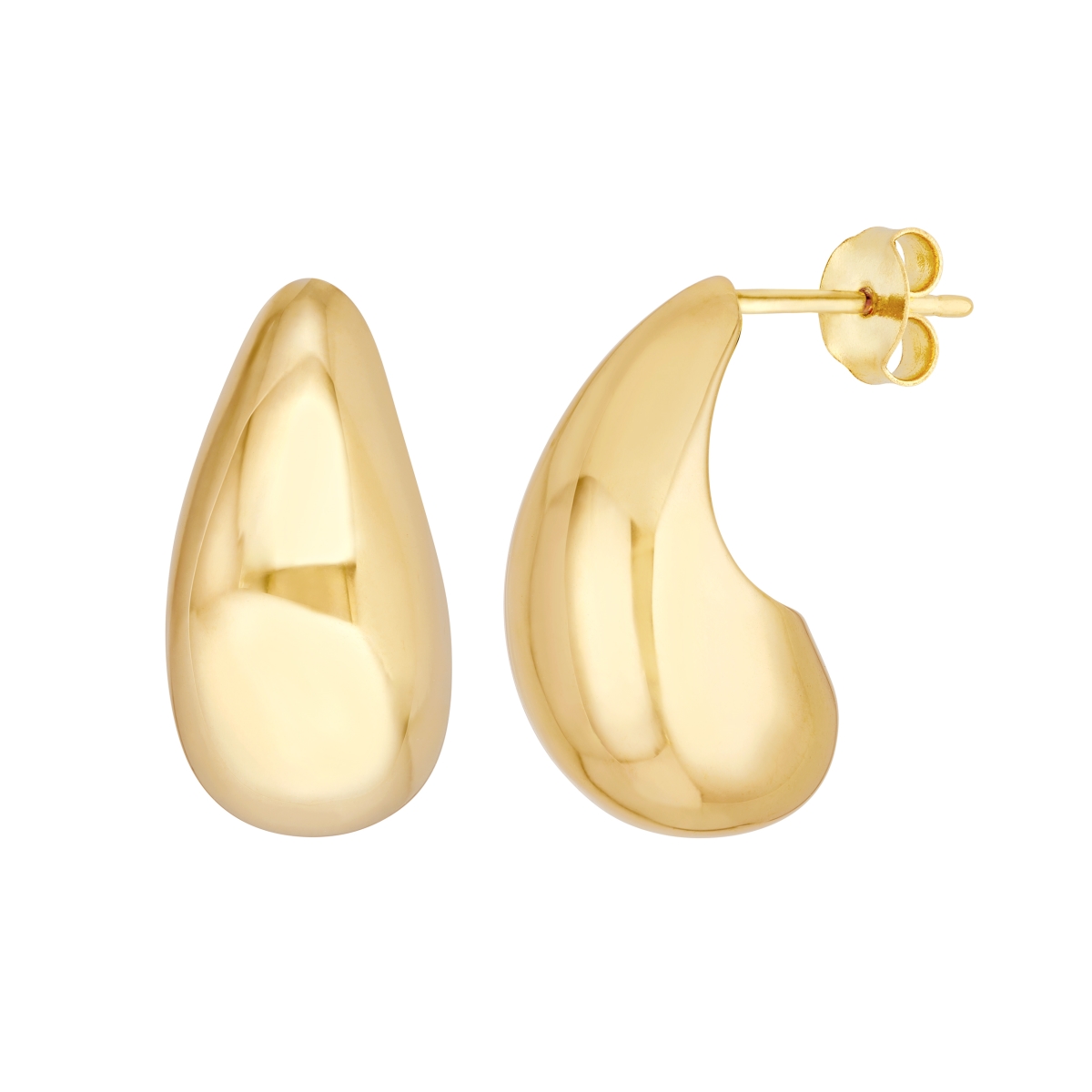 UBS014024177-14B 14K White Gold Teardrop Dome Earrings with Post Closure