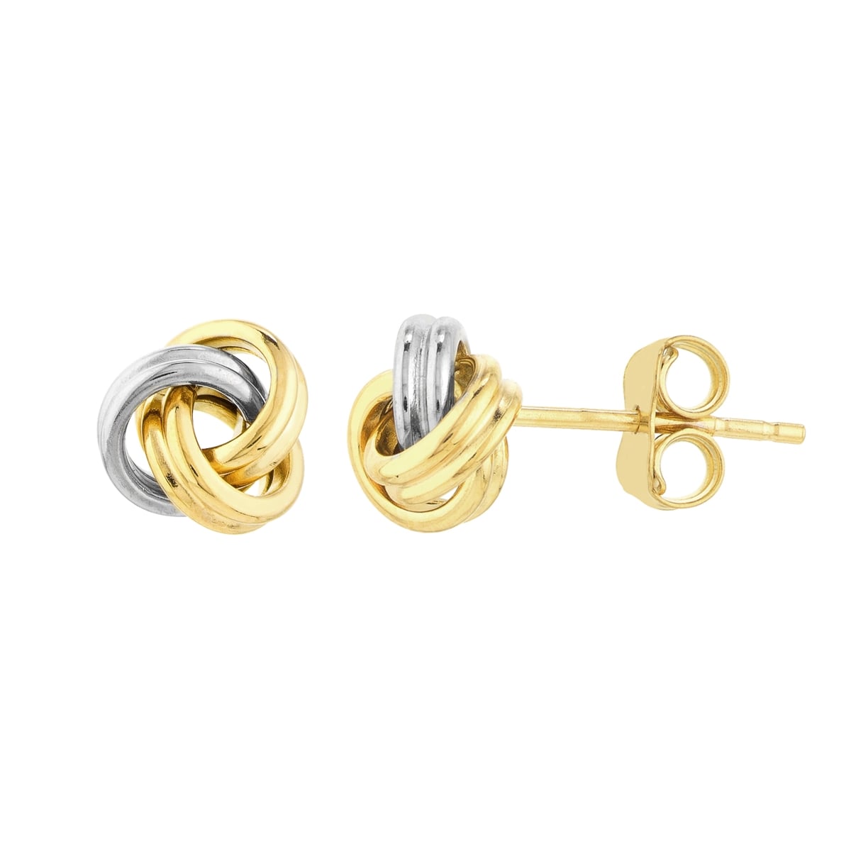 UBS014001509-14YB 14K Yellow & White Gold 2-Tone Small 2 Loop Love Knot Post Earrings