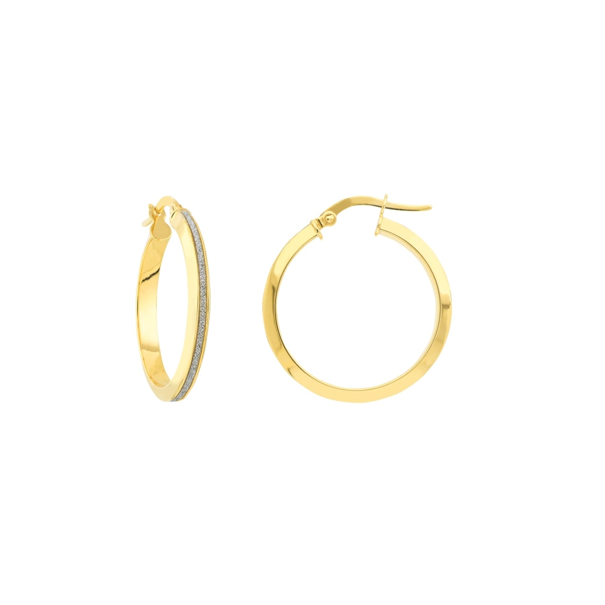 UBS014014691-10Y 10K Yellow Gold Lights Collection 3 x 20 mm 1 Row Hoop Earrings with Hinge Clasp