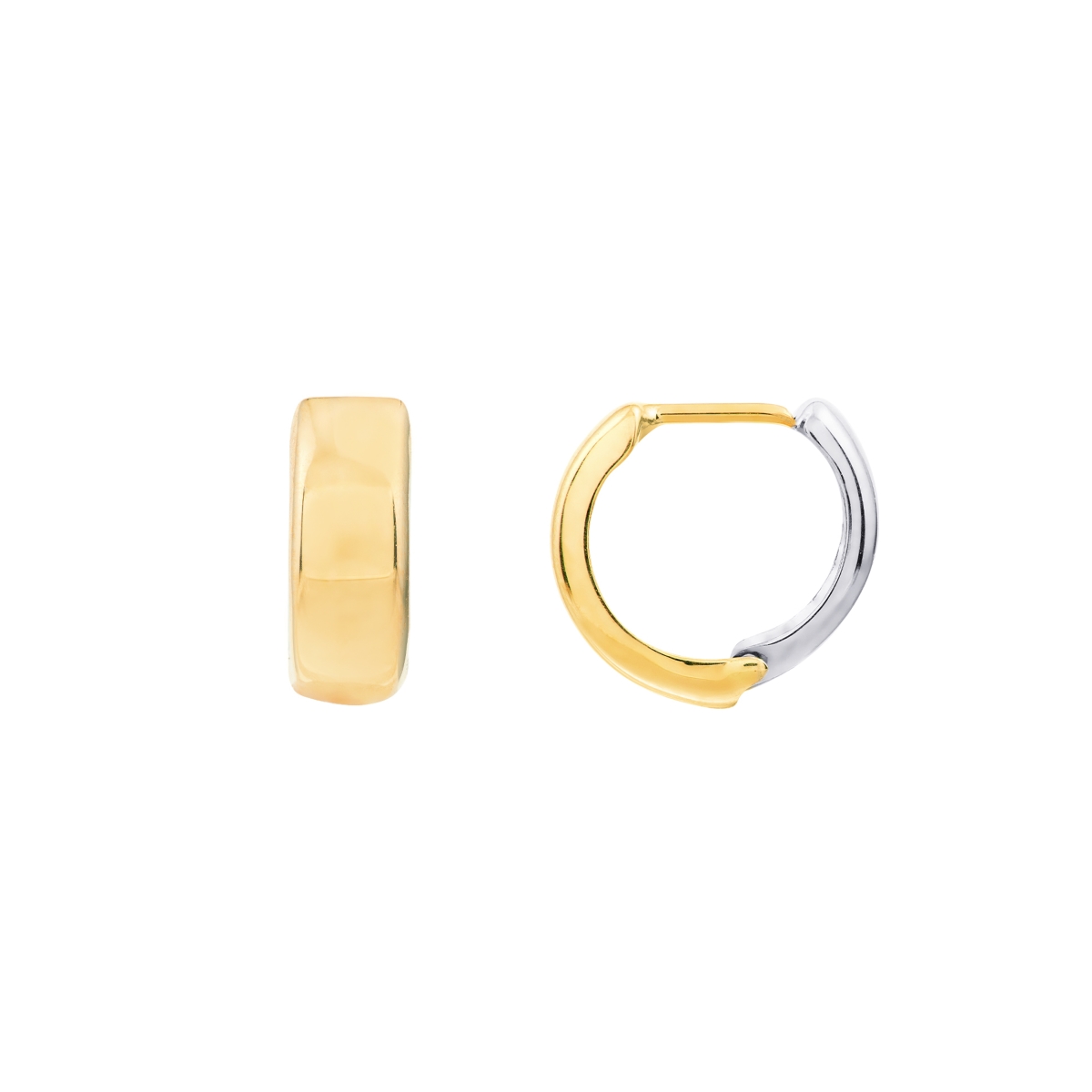 UBS014004995-14YB 14K Yellow & White Gold Two-Tone Hoop Earrings with Hidden Snap Clasp