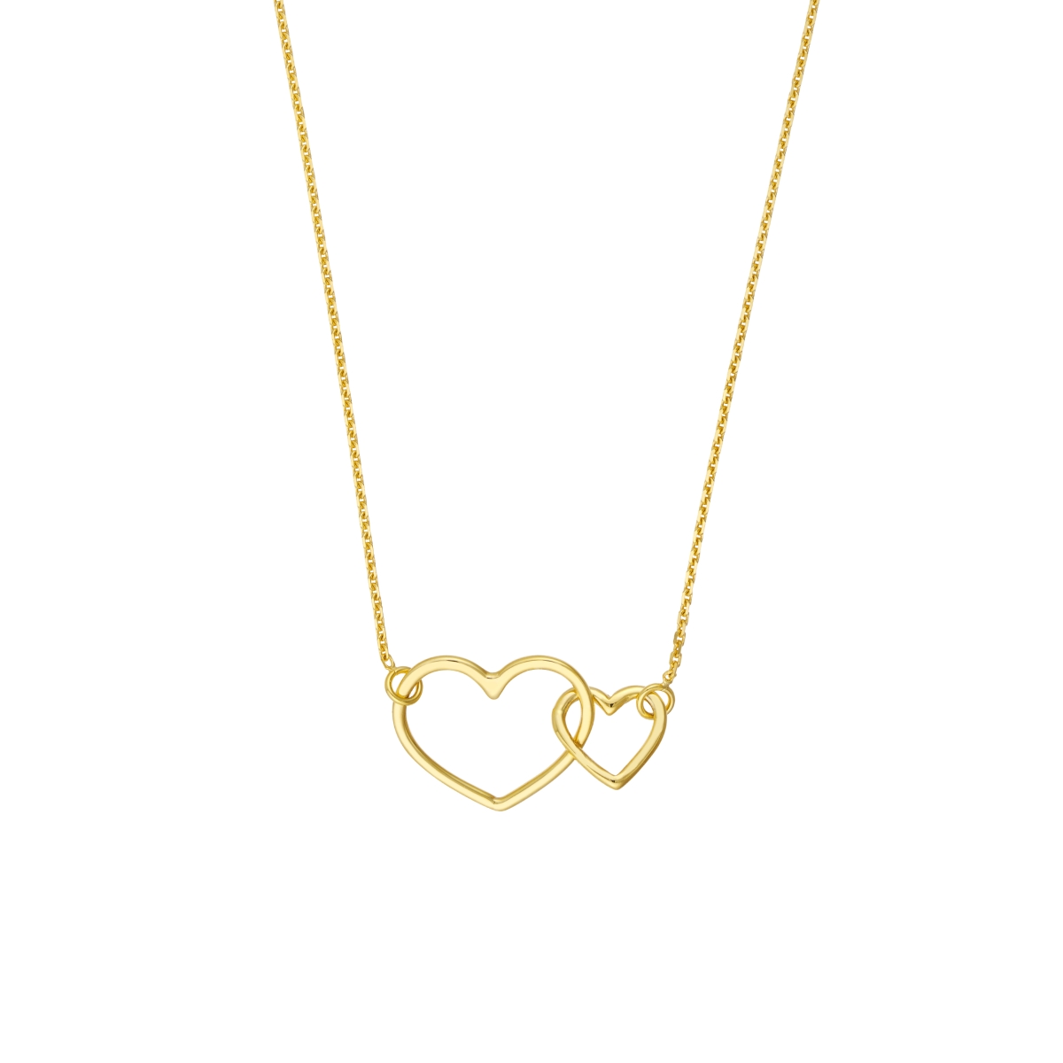 UBS015036889-14Y-18 14K Yellow Gold Interwoven Open Hearts Adjustable Necklace with Lobster Lock