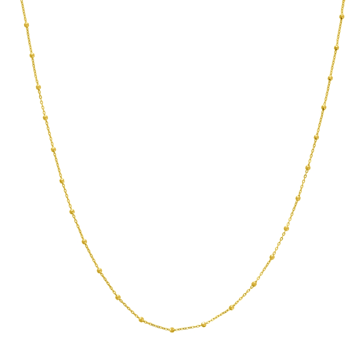 UBS016010346-14Y-18 14K Yellow Gold 1.70 mm Diamond Cut Bead Cable Saturn Chain with Lobster Lock
