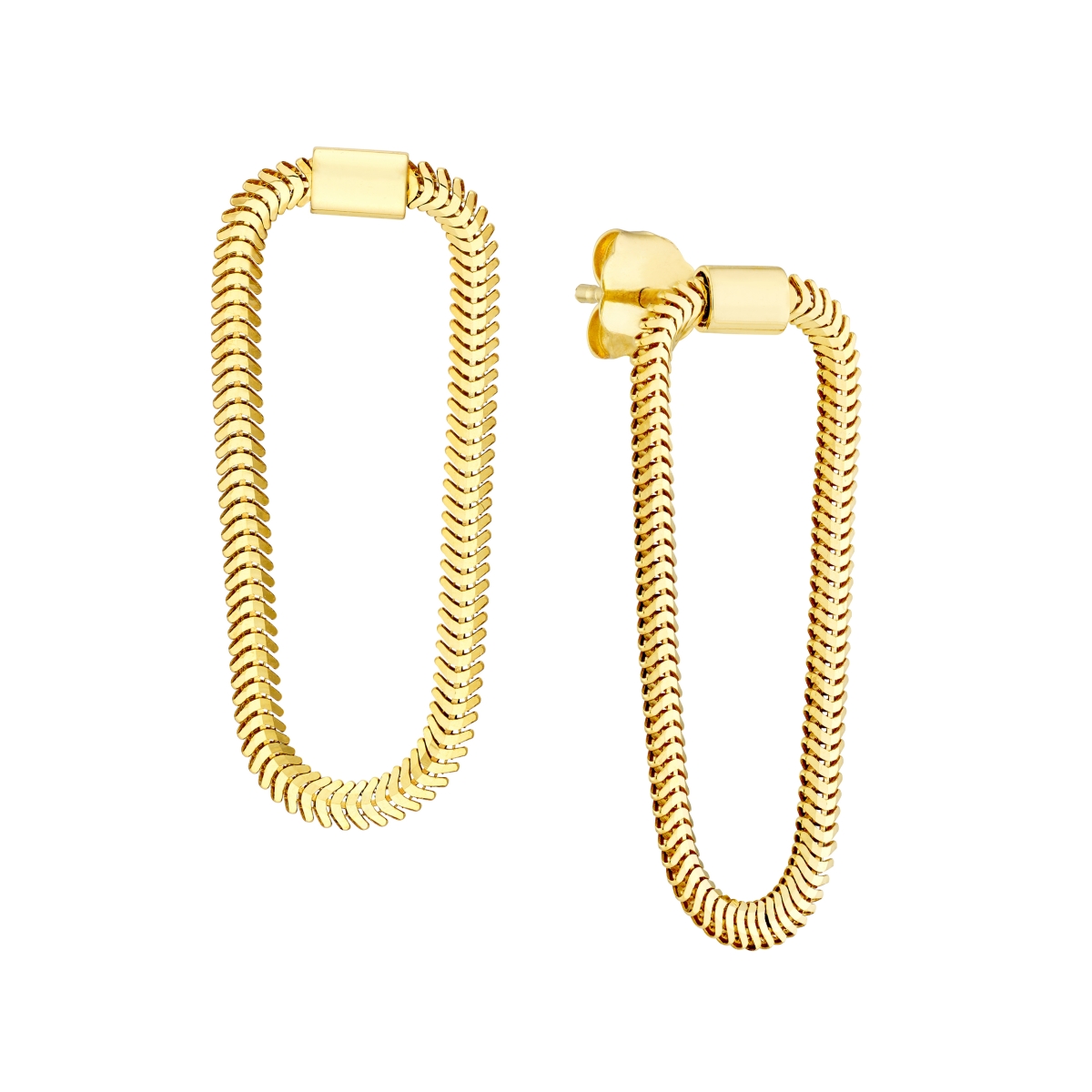 UBS015042277-14Y 14K Yellow Gold Hollow Loop Snake Chain Post Earrings