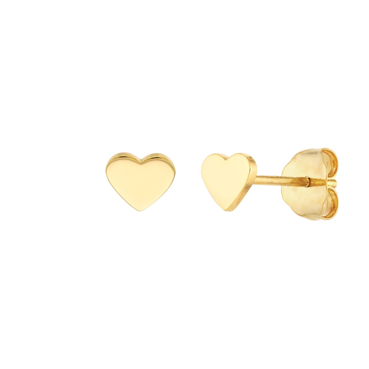 UBS015033176-14Y 14K Yellow Gold Heart Shaped Flat Stud Earrings