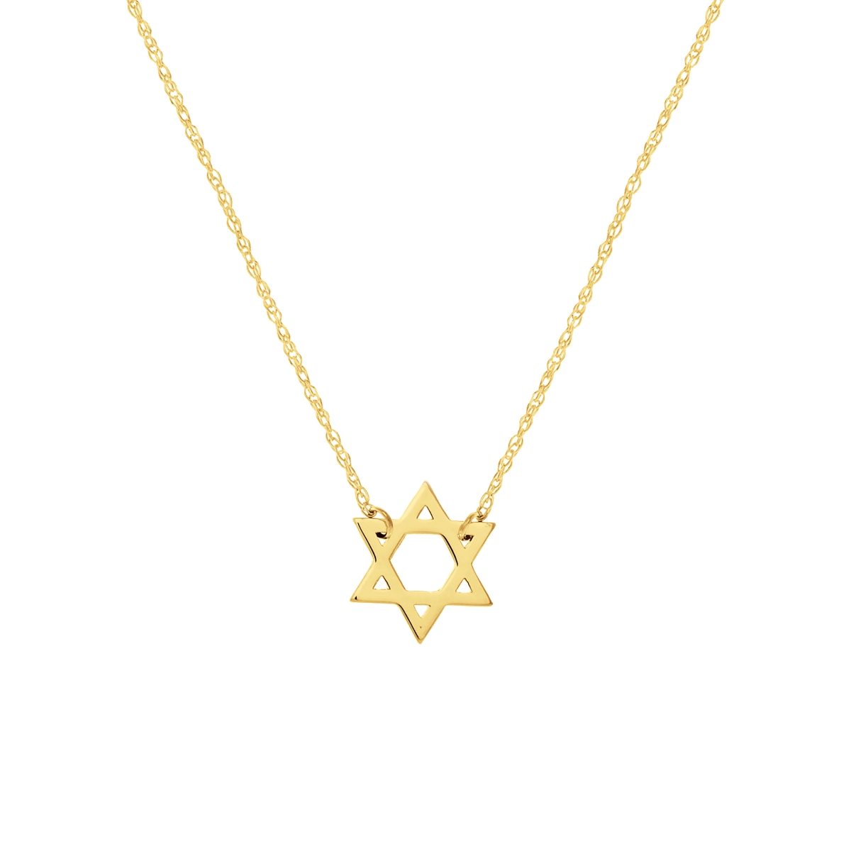 UBS015036452-14Y-18 14K Yellow Gold Mini Star Of David Adjustable Necklace with Spring Ring Closure