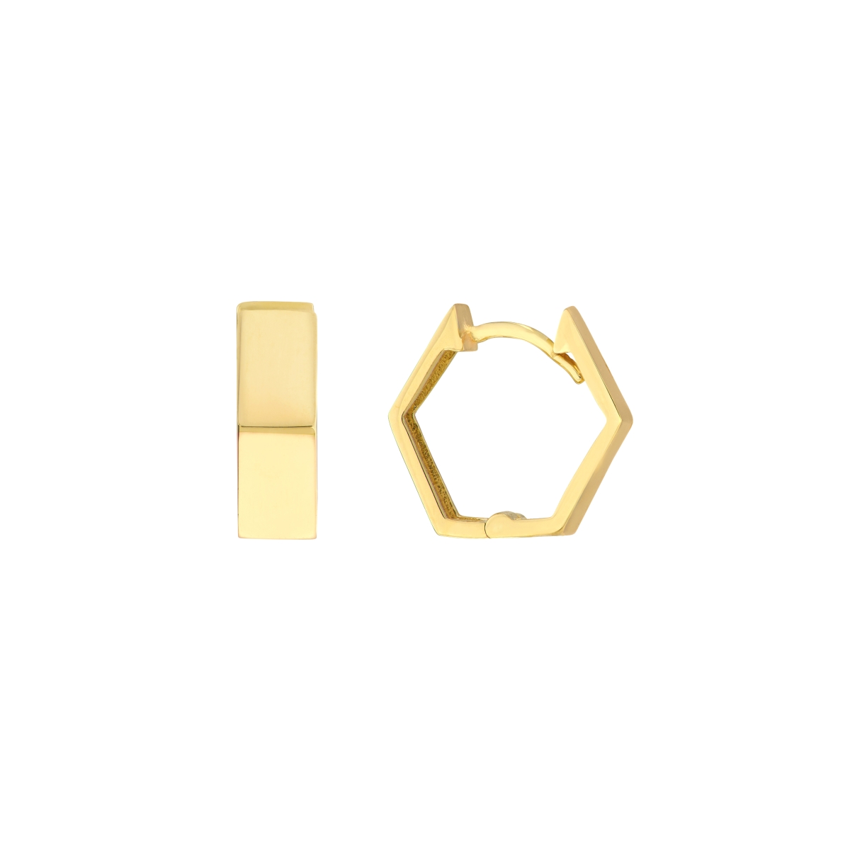 UBS014023473-10Y 10K Yellow Gold 9.30 mm Pentagon Hoop Earrings with Hidden Snap Clasp