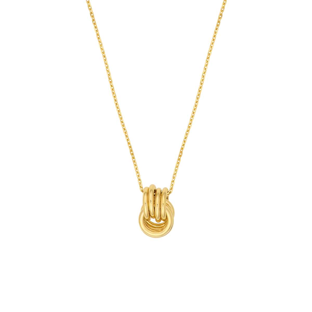 UBS015044046-14Y-18 14K Yellow Gold Love Knot Pendant Cable Chain Necklace with Lobster Lock
