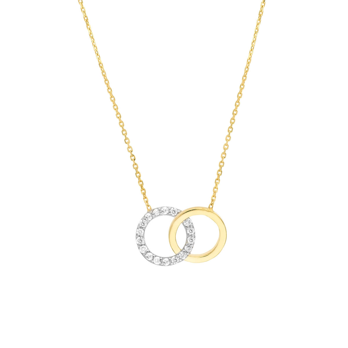 UBS015037973-14YB-18 14K Yellow & White Gold 1-5 TCW Diamond Intertwined 2-Tone Circles Necklace