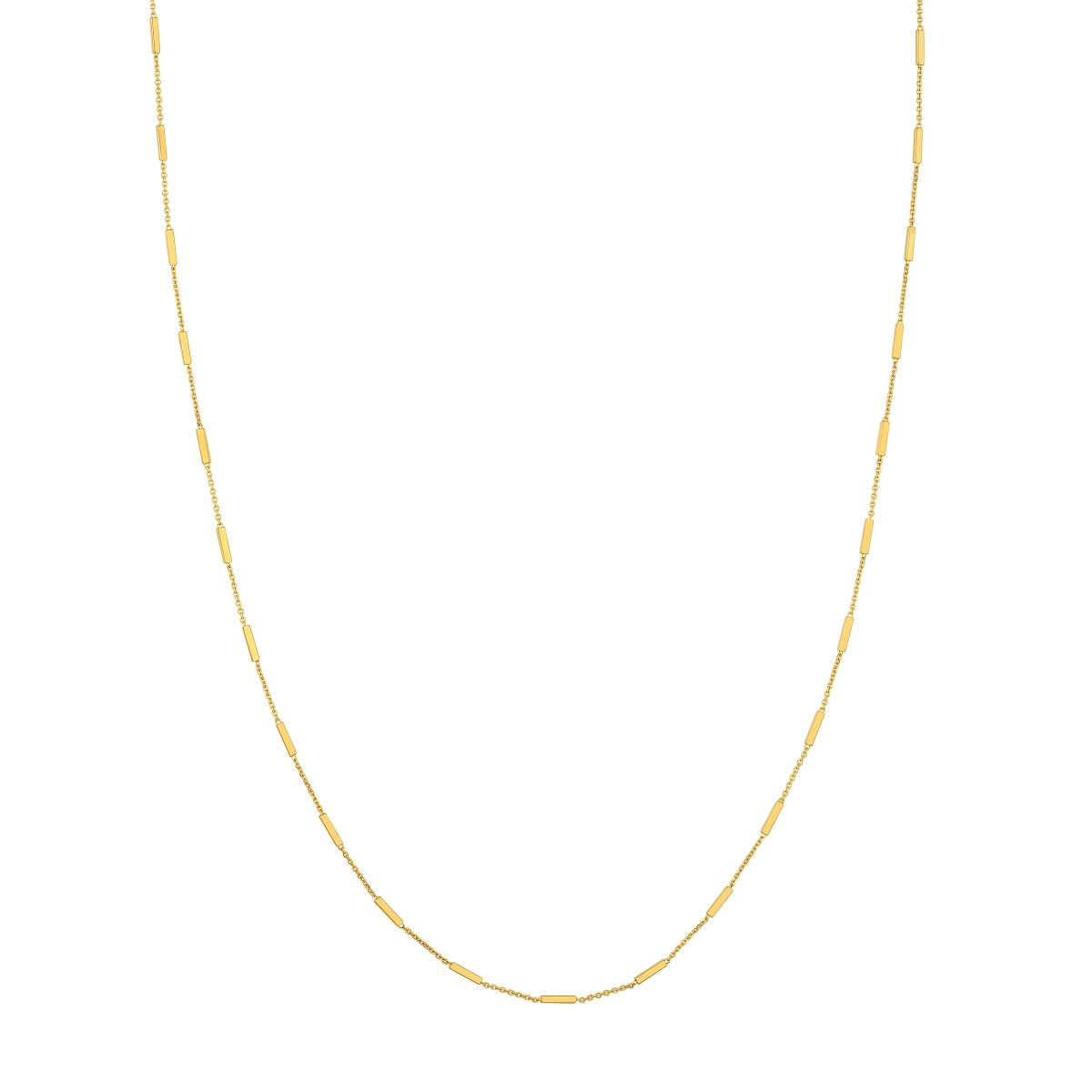 UBS015043393-14Y-7.25 14K Yellow Gold Bar Station Cable Chain Bracelet with Pear Shape Lobster Lock