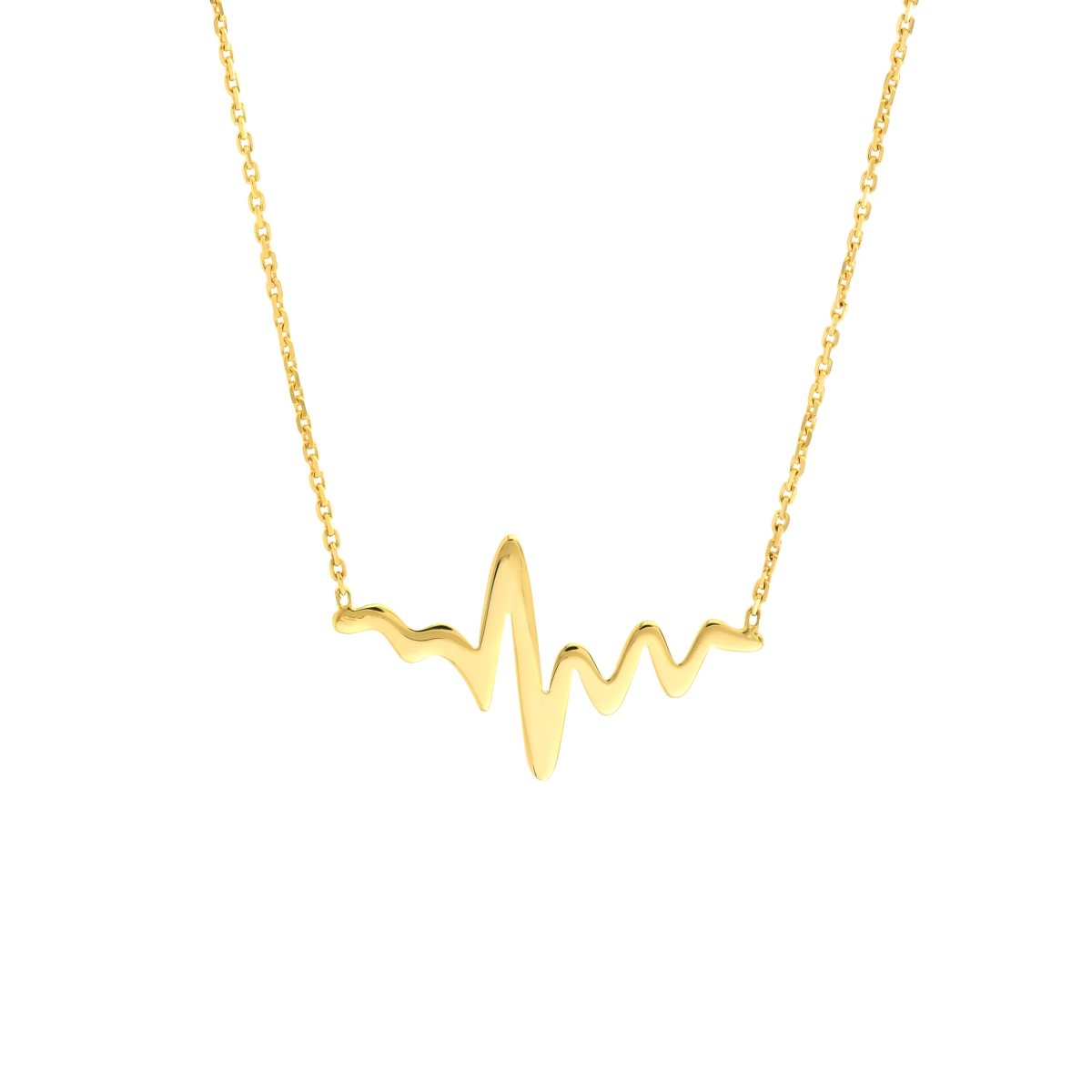 UBS015024726-14Y-18 14K Yellow Gold Heartbeat Adjustable Necklace Diamond Cut Cable Chain with Lobster Lock