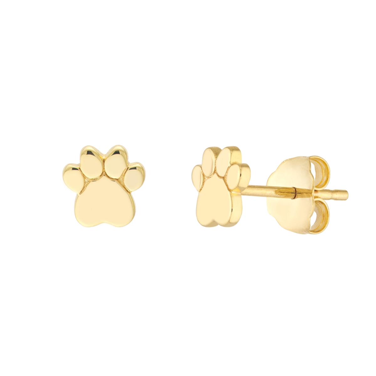 UBS015033734-14Y 14K Yellow Gold Heart Dog Paw Stud Earrings