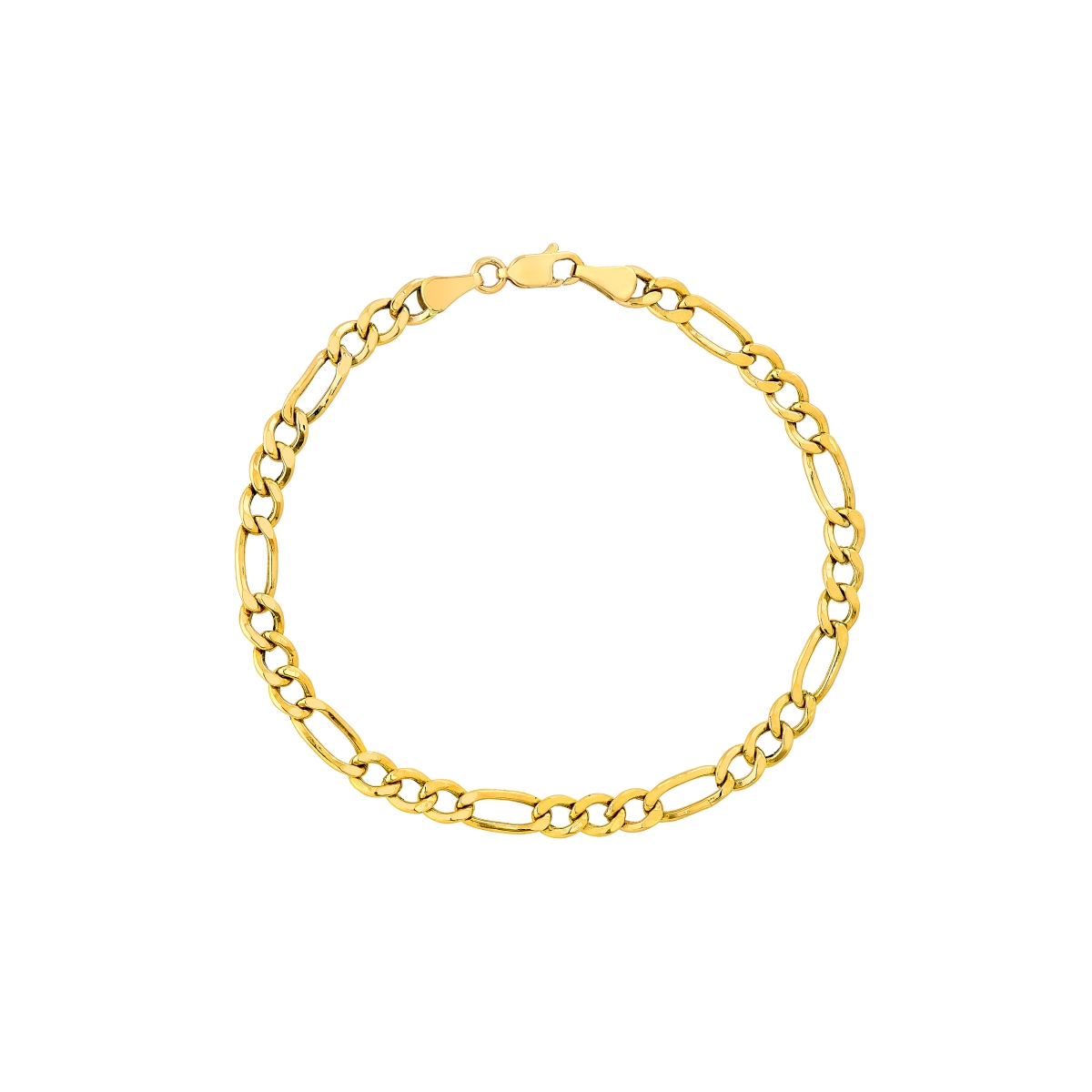 UBS016005480-10Y-22 10K Yellow Gold 4.90 mm Hollow Cuban Figaro Chain with Lobster Lock