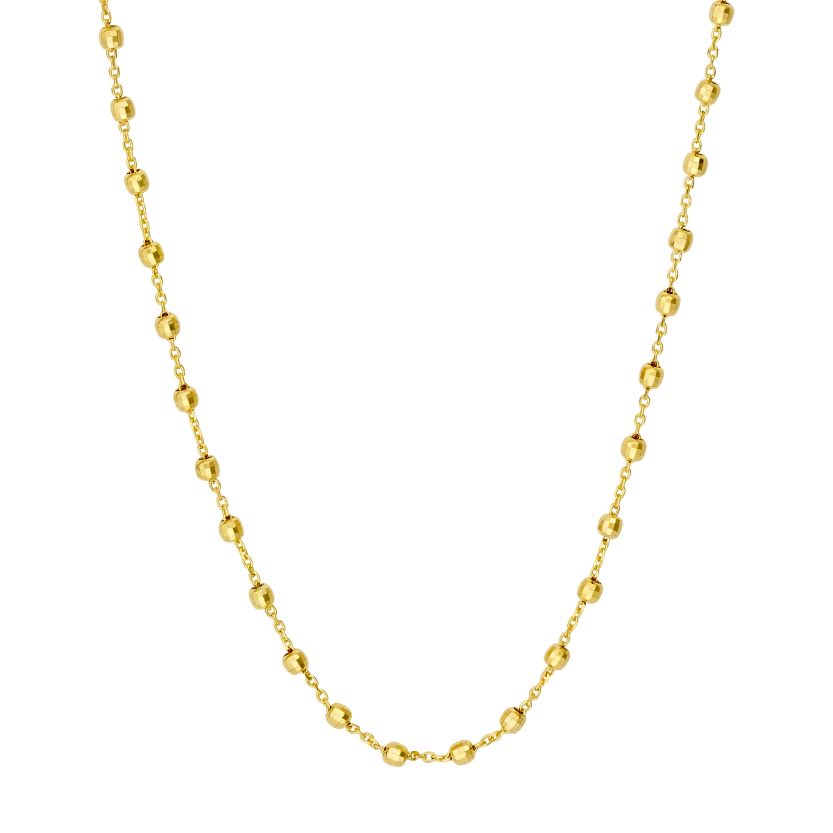 UBS015037475-14Y-18 14K Yellow Gold 0.95 mm Cable Chain with 2.50 mm Disco Bead with Lobster Lock