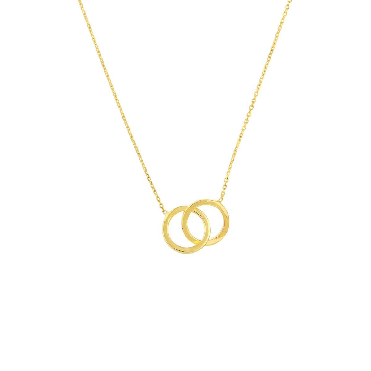 UBS015037982-14Y-18 14K Yellow Gold Adjustable Interlocked Circles Necklace with Lobster Lock