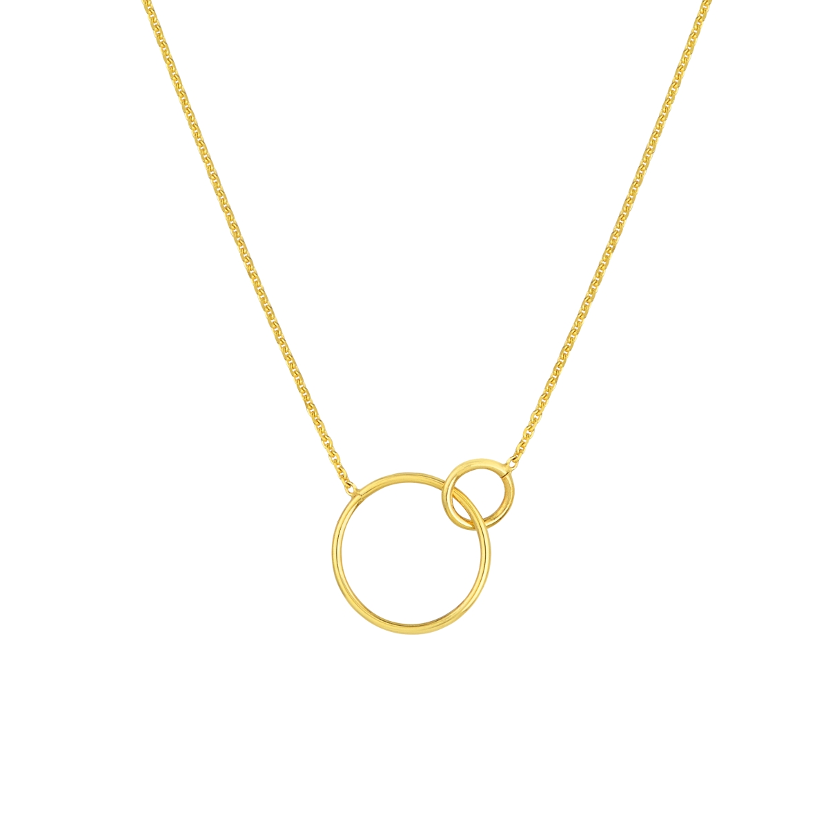 UBS015028578-14Y-18 14K Yellow Gold Interlocking Open Circles Adjustable Necklace with Spring Ring Closure