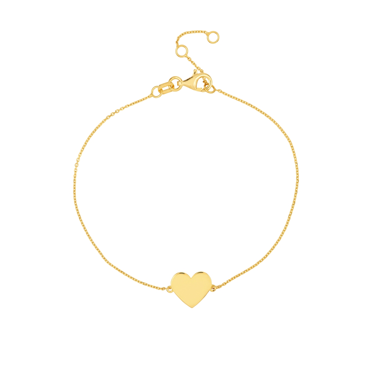 UBS015038088-14Y-7.25 14K Yellow Gold 9 mm Engravable Mini Heart Adjustable Bracelet & Lobster Lock