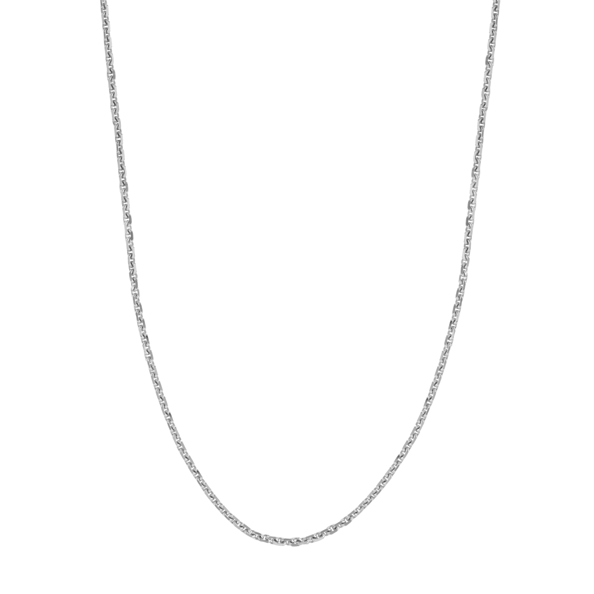 UBS016005351-92B-18 92K Sterling Silver White Rhodium Plated 1.25 mm Diamond Cut Cable Chain with Lobster Lock