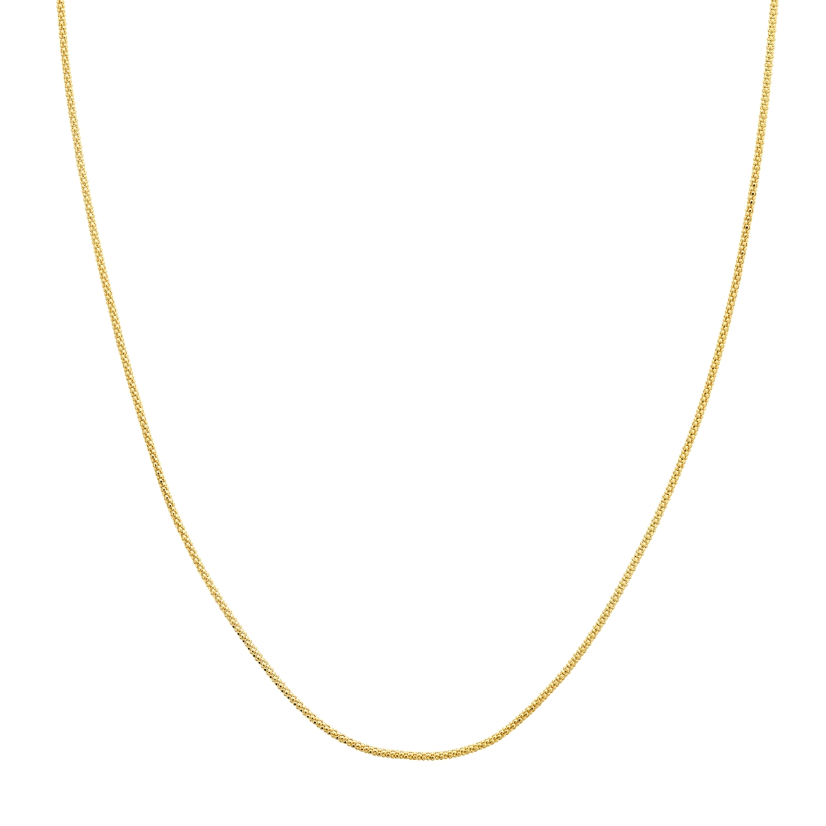 UBS015034218-14B-22 14K White Gold 1.4 mm Adjustable Slider Bead Diamond Cut Popcorn Chain Necklace with Lobster Lock