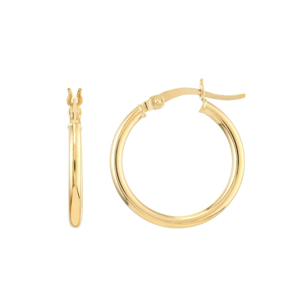 UBS014001735-10Y 10K Yellow Gold 2 x 20 mm Round Tube Polished Hoop Earring with Hinge Clasp