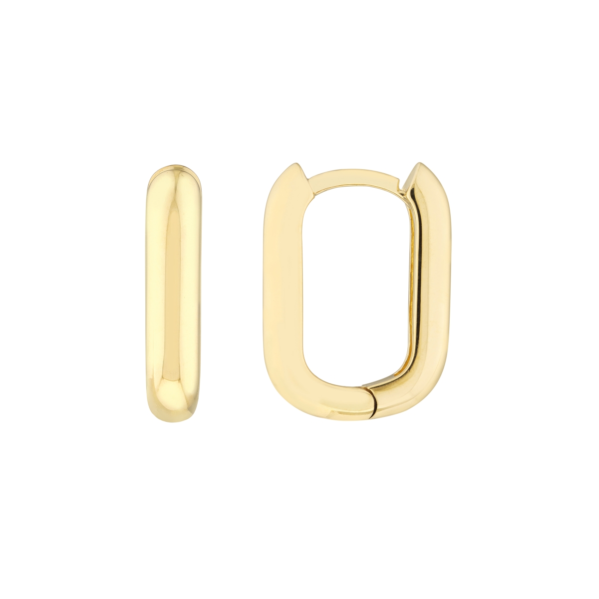 UBS014023211-14Y 14K Yellow Gold 10 x 15 mm Oblong Polished Hoop Earrings with Hidden Snap Clasp