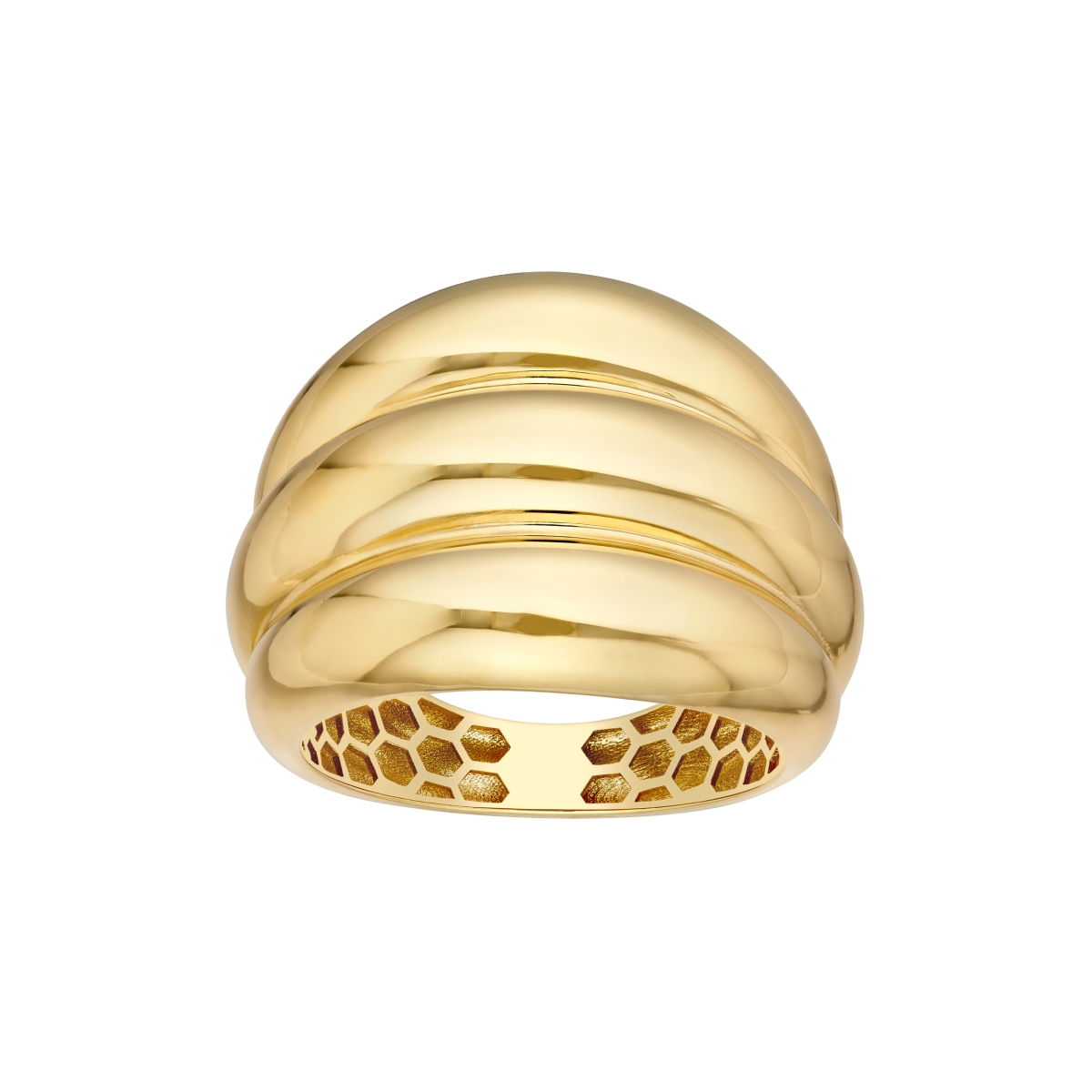 UBS014024528-14Y-7 14K Yellow Gold Horizontal Fluted Polished Ring - Size 7