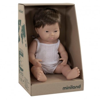 Picture of Miniland 31170 Baby Doll Caucasian Boy with Down Syndrome 15&quot;