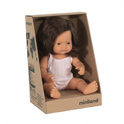 Picture of Miniland 31180 Baby Doll Caucasian Brunette Girl 15&quot;