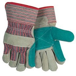 Leather Green Double Palm Work Gloves Pack - 6 Dozen