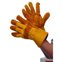 Picture of Major Gloves & Safety 30-3111Y Golden Yellow Joint Leather Double Palm Gloves - Large, Pack of 6