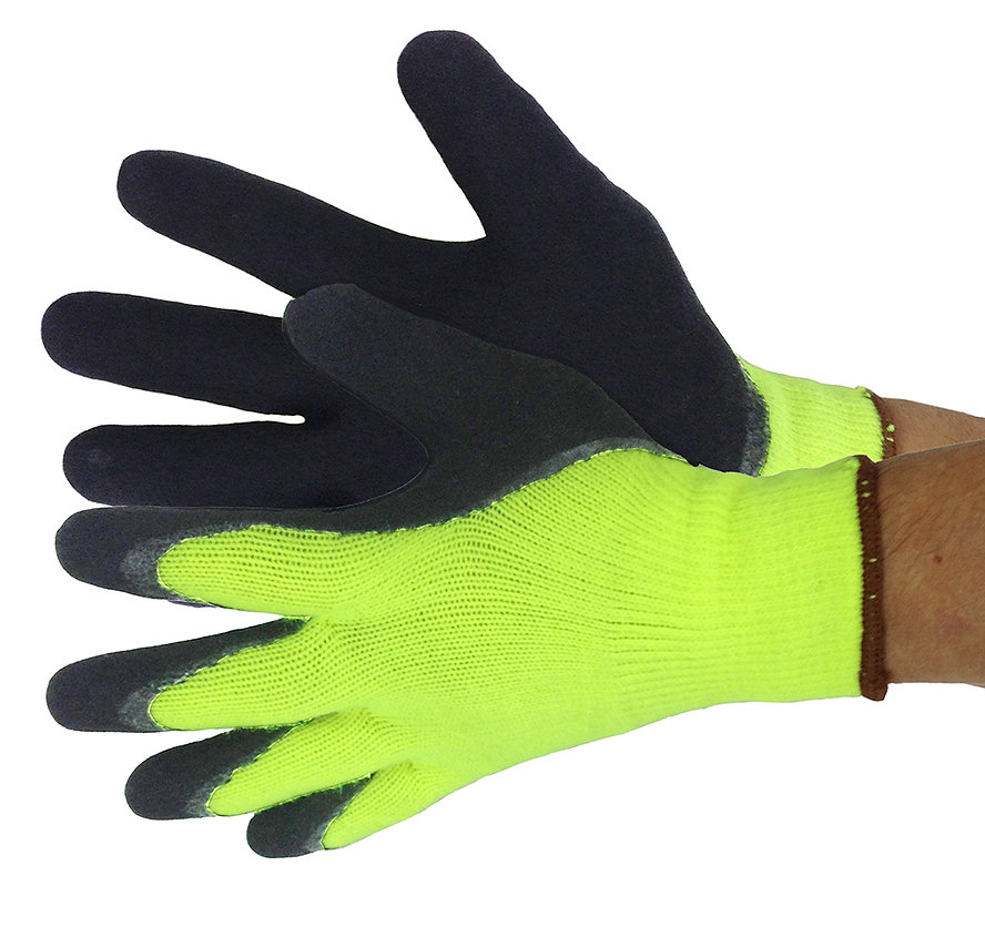 Insulated Hi-Viz Green Latex Coated Glove - Medium