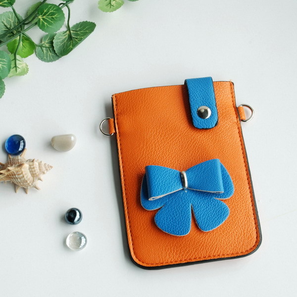 Picture of  BX9220-ORANGE Colorful Leatherette Mobile Phone Pouch Cell Phone Case Clutch Pouch